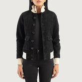 Pakian Black Suede Bomber Jacket